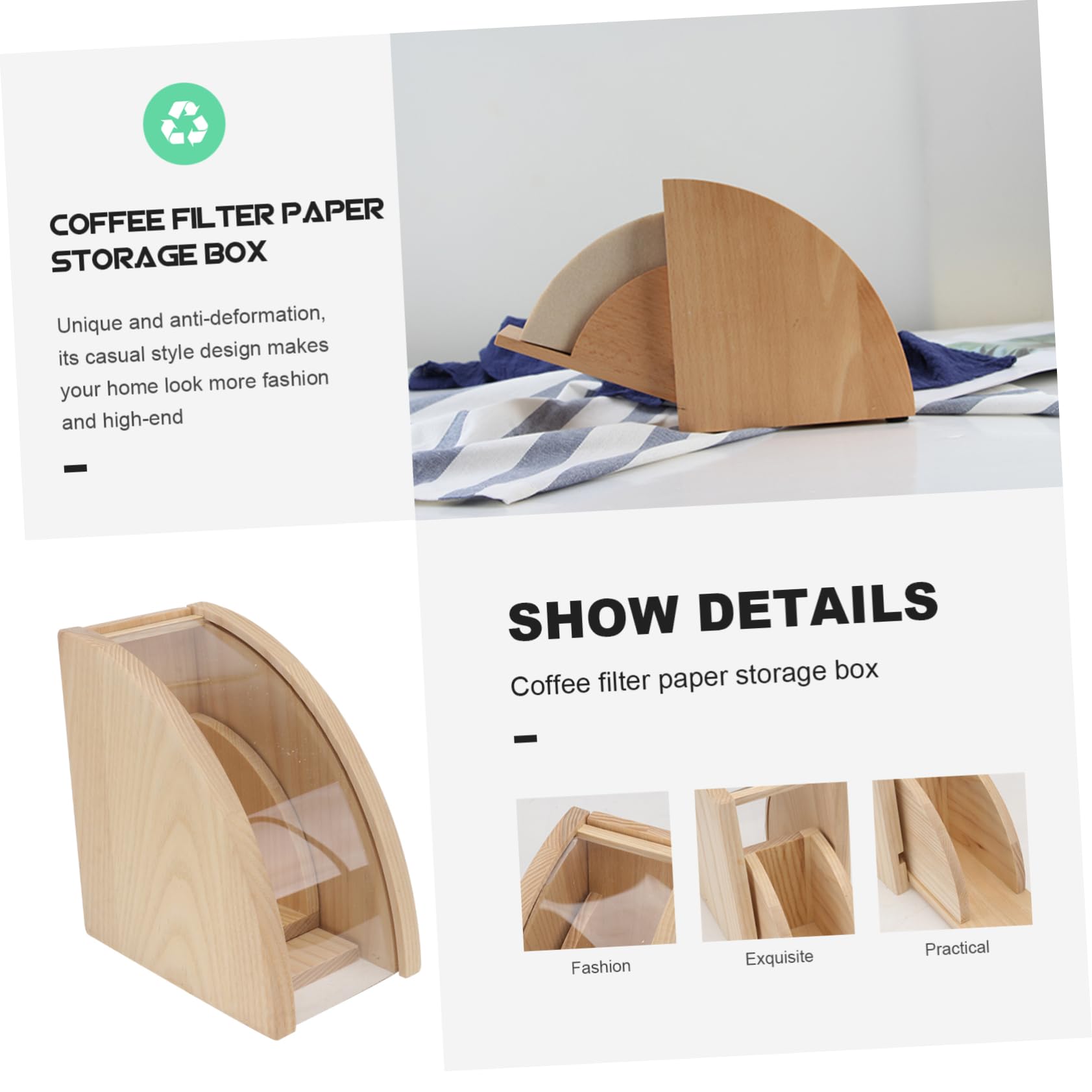 GLEAVI Kaffeefilter Halter aus Holz Kaffeefilter Aufbewahrungskiste Filterpapier Organizer für Zuhause und Büro mit Großem Fassungsvermögen und Schöner Optik