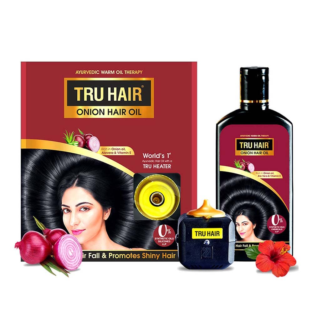 Tru Hair Onion Hair Oil with onion juice & Tea Tree Oil Extract for