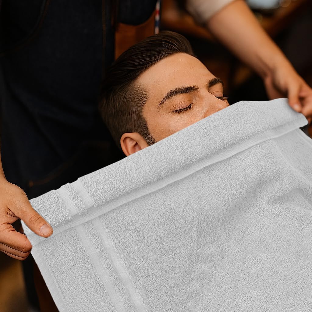 DAN RIVER 100% Cotton Salon Towels Set – 16x26 inches, Pack of 24, Highly Absorbent and Quick-Dry Towels for Hand, Salon, Spa, Beauty, Gyms and Home Hair Care, White