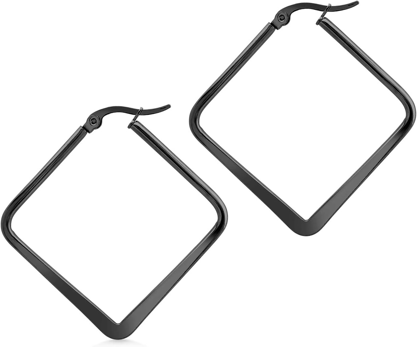 Stainless Steel Geometric Large Square Hoop Statement Earrings for Women