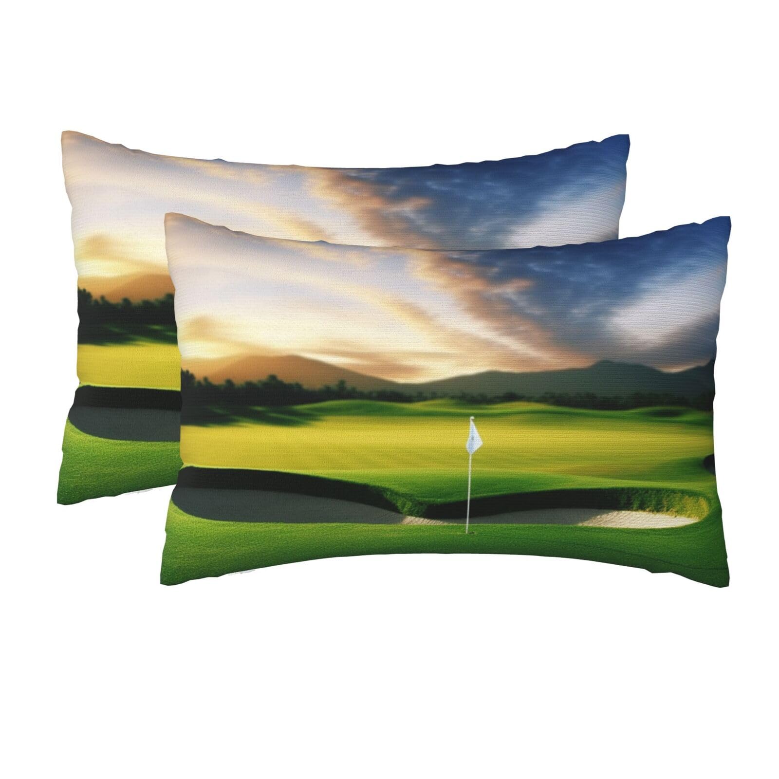 2 Pack Queen Size Pillow Cases for Hair and Skin Soft Breathable Pillow Case Covers with Hidden Zipper Golf Course Pillowcase 20x30 Inches Pillow Cover for Sleeping Gift