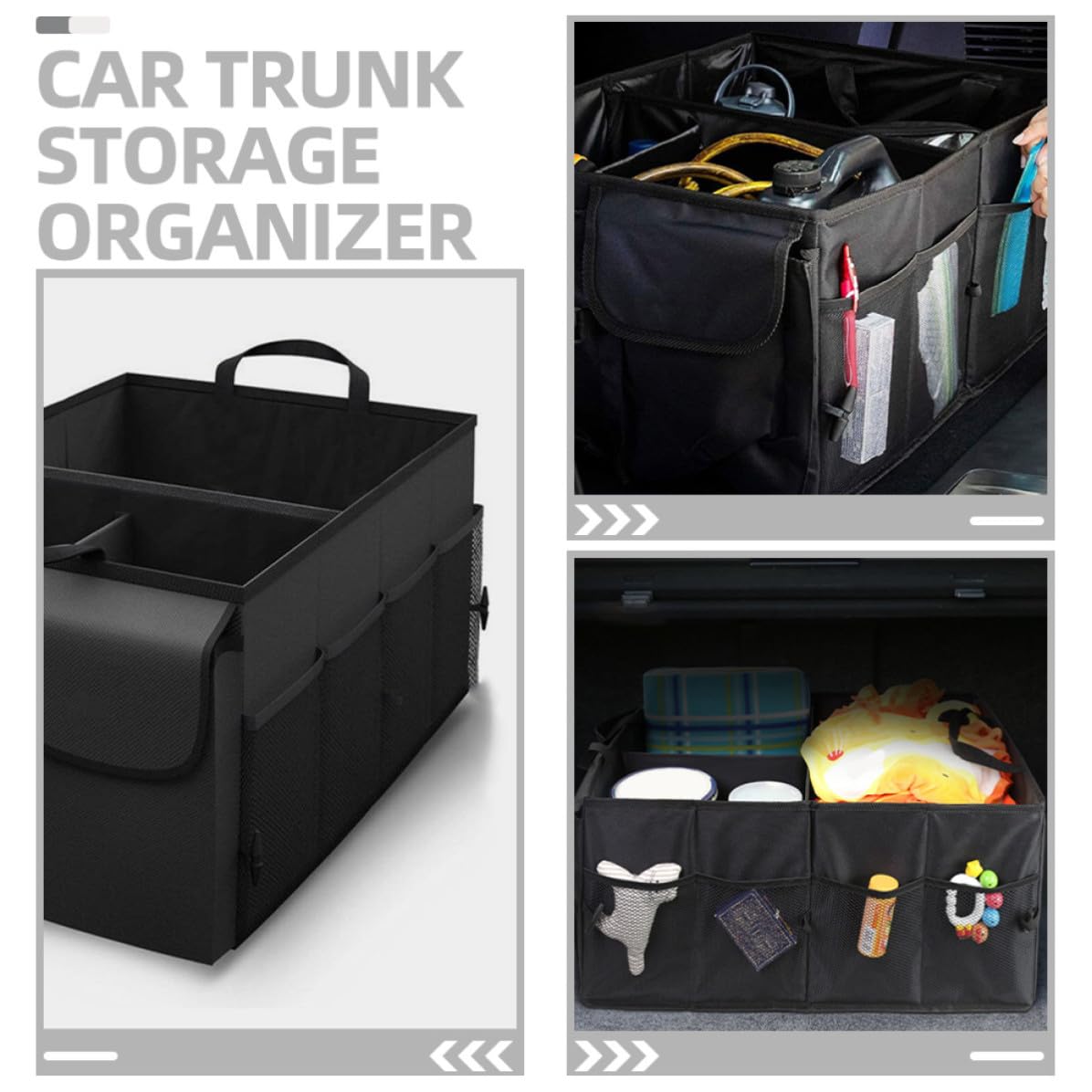 Kofferraum Organizer Autoaufbewahrung aus Oxford Stoff mit Mehreren Fächern und Taschen Vielseitiger Auto Organizer für Ordentlichen Stauraum im Fahrzeug
