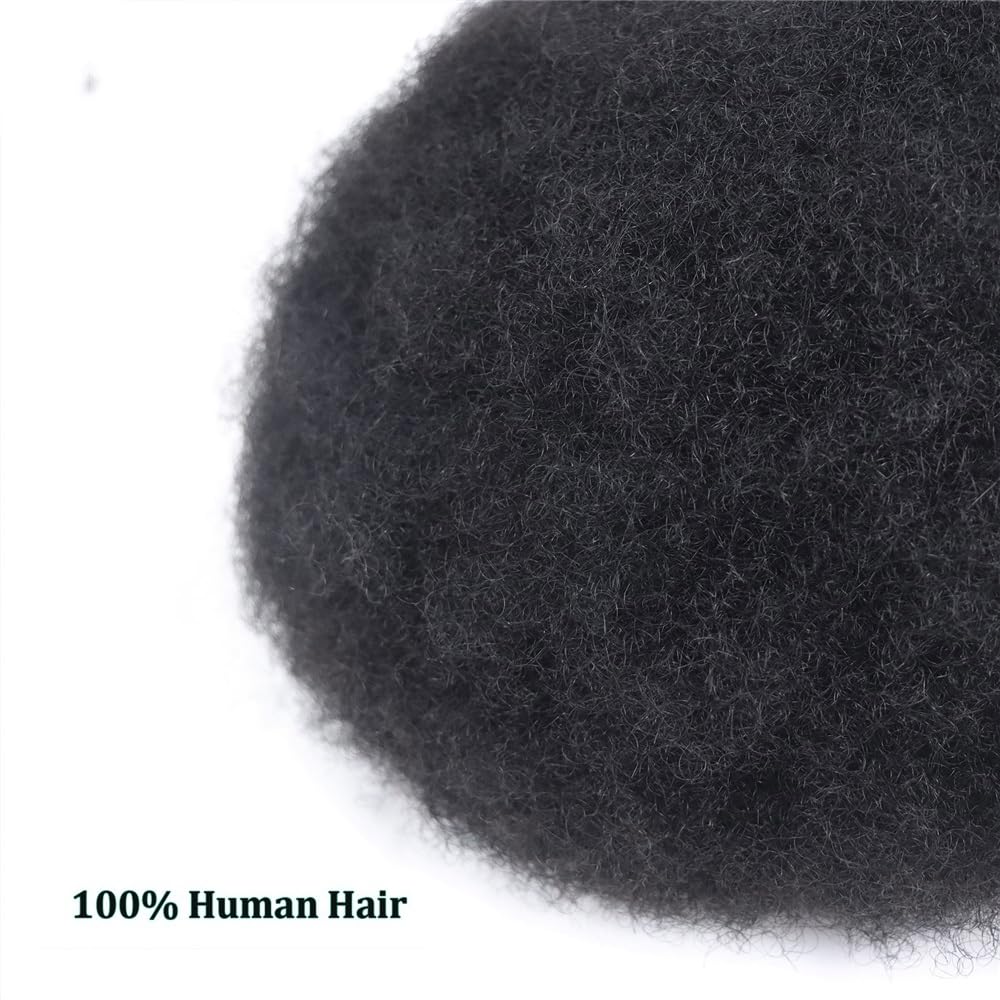 Tupecik męski Peruka męska Afro Curly z ludzkich włosów 8" x 10" Fine Mono i NPU Round Base Men Hair Unit Treski