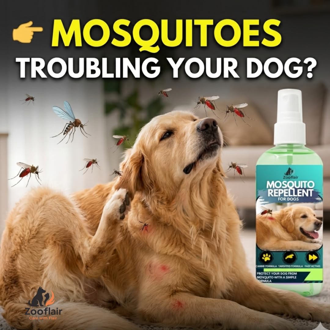Zooflair Mosquito Protection Spray for Dogs 500ml | Outdoor Pet Body Mist | Repels Mosquitoes & Biting Insects | Gentle, Pet-Safe Formula | for Daily Walks & Outdoor Use | Made in India