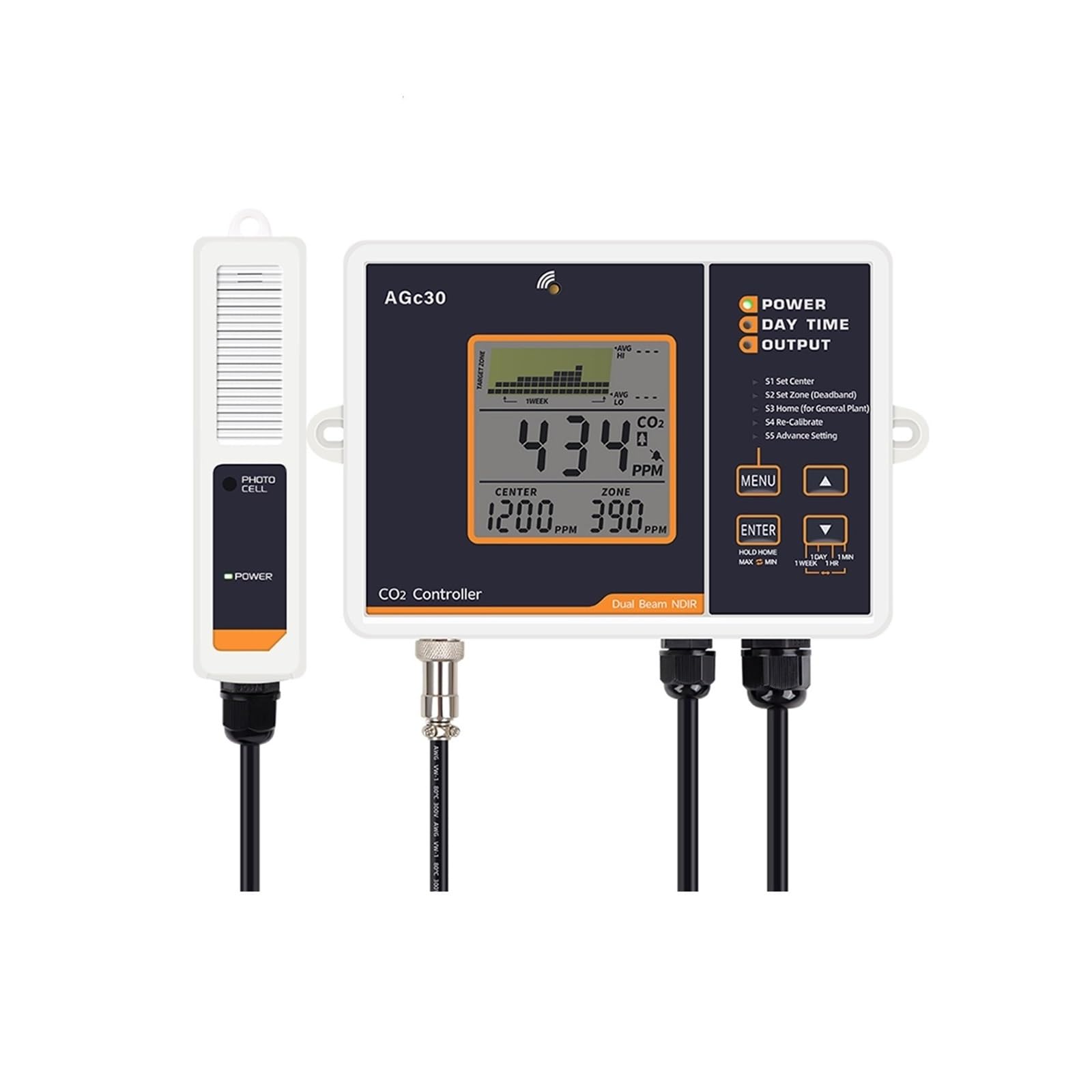 Detektor gazu, Detektor CO2 Monitor Ści Powietrza 0-5000 PPM Dokładność Kontroli Stężenia Regulator Dwutlenku Węgla Do Szklarni(AGc30)