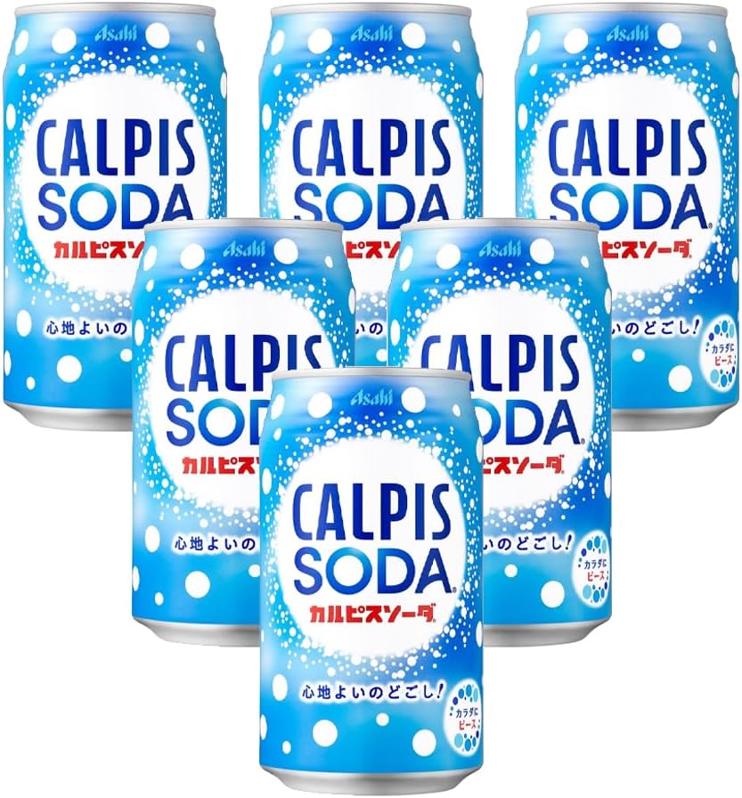 Asahi Calpis Soda Original Flavour Japanese Carbonated Soft Drinks 350ml Pack of 6