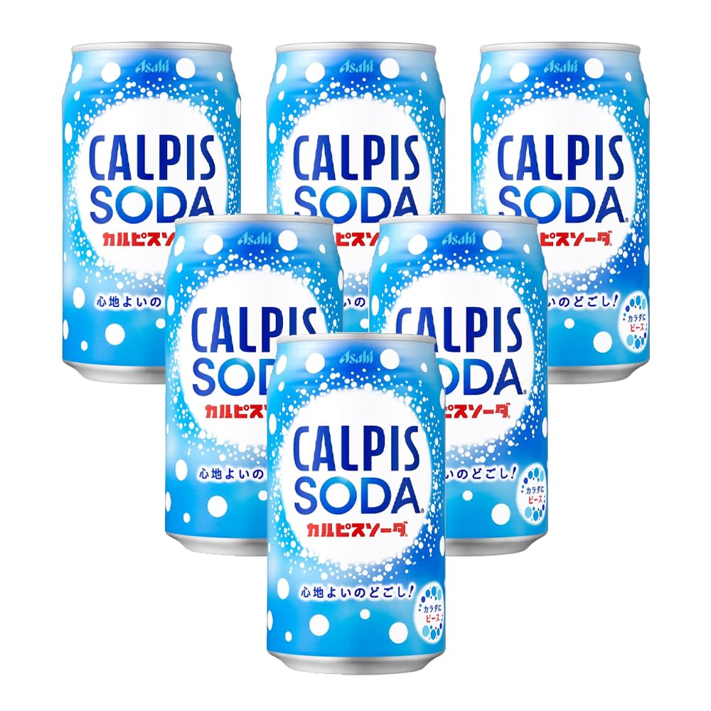 Asahi Calpis Soda Original Flavour Japanese Carbonated Soft Drinks 350ml (Pack of 6)