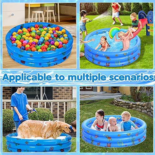Planschbecken für Kinder, Aufblasbares Kinderpool, Aufblasbares Baby Schwimmbad, Runder Kinder Planschbecken mit Aufblasbarem Sicherheits-Boden, Kleine Planschbecken für Gärten (100 x 35cm) – Bild 7