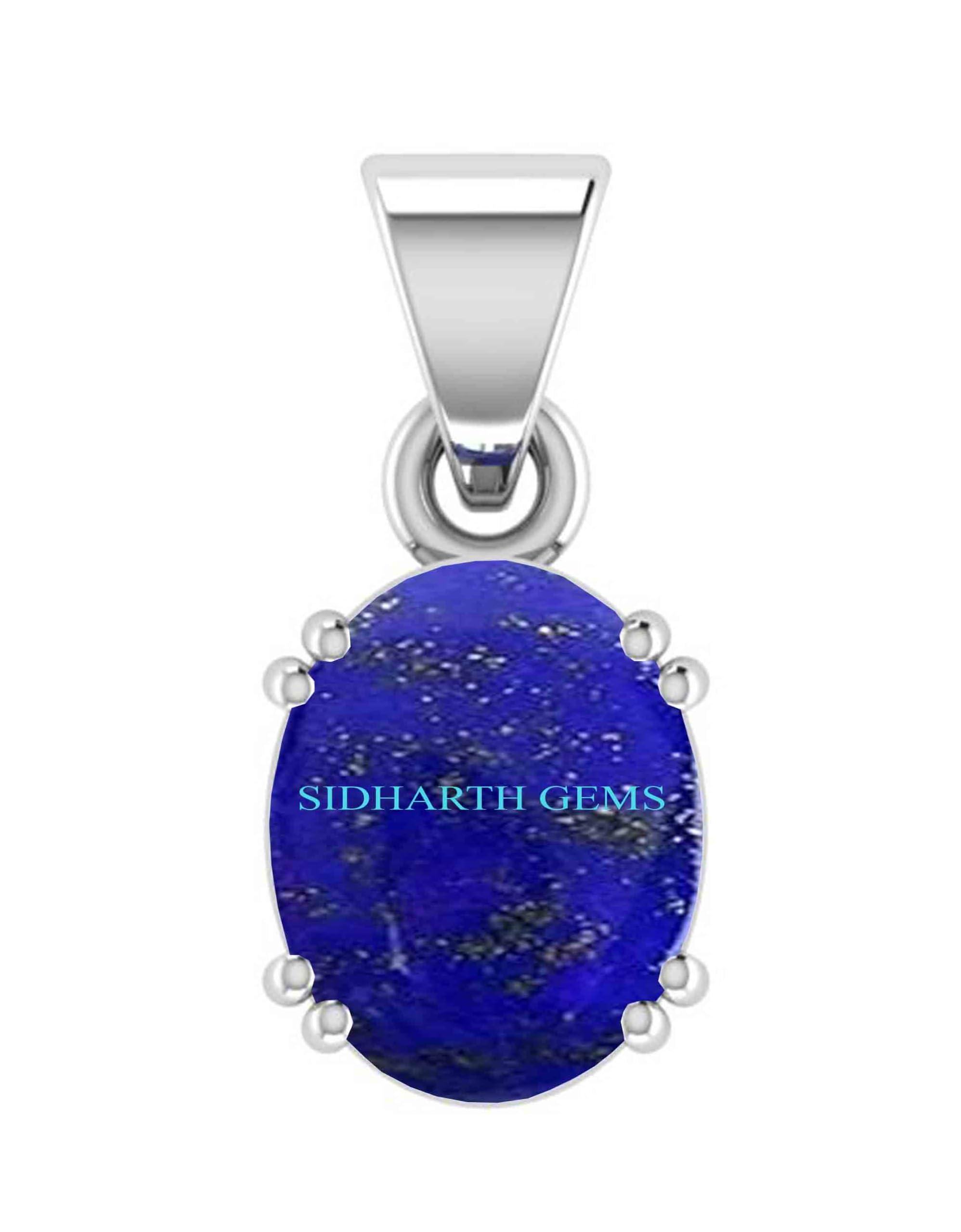 kushmiwal gems 17.00 Ratti 16.00 Carat Natural Lapis Lazuli Silver Plated Pendant for Men & Women-picture-49