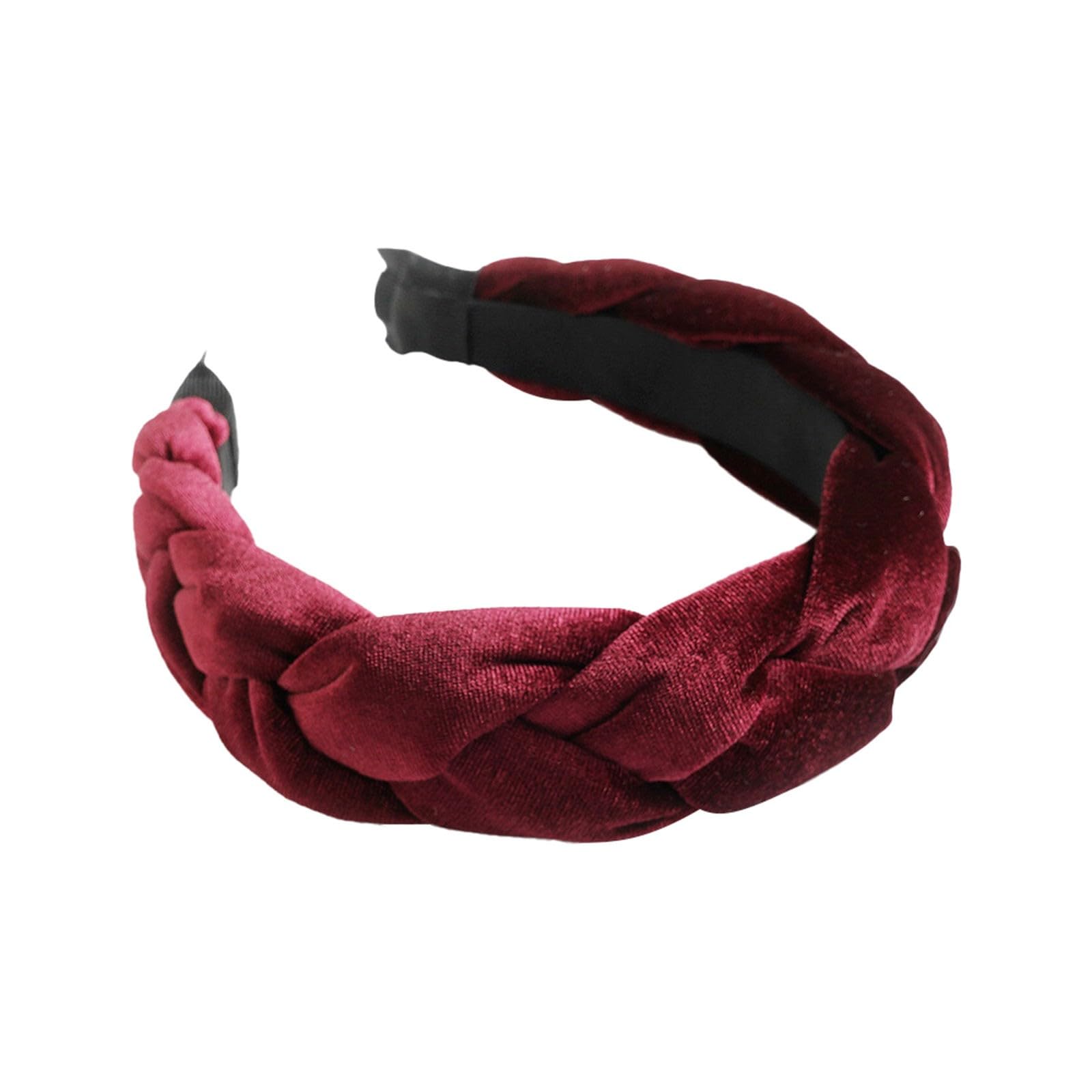 Fascia Per Capelli In Velluto Nero Con Intreccio – Cerchione Elastico Per Donna, Accessorio Moda Per Trucco E Vita Quotidiana, Misura 38x6,6 Cm