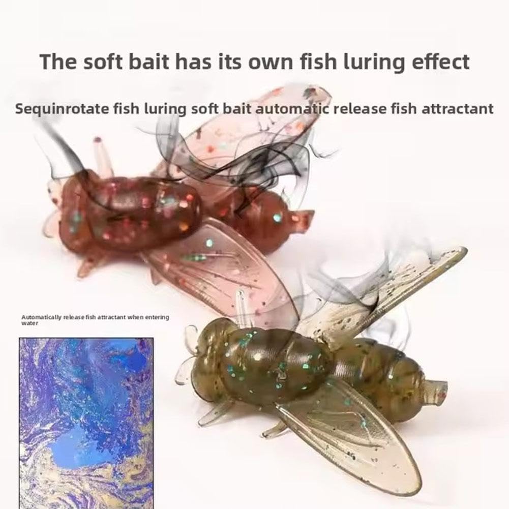Leurre de pêche à hélice en métal pour attraper des poissons, hélice rotative à la mouche, appât souple à paillettes métalliques, appât de pêche à la mouche bionique avec hélices, livré avec parfum