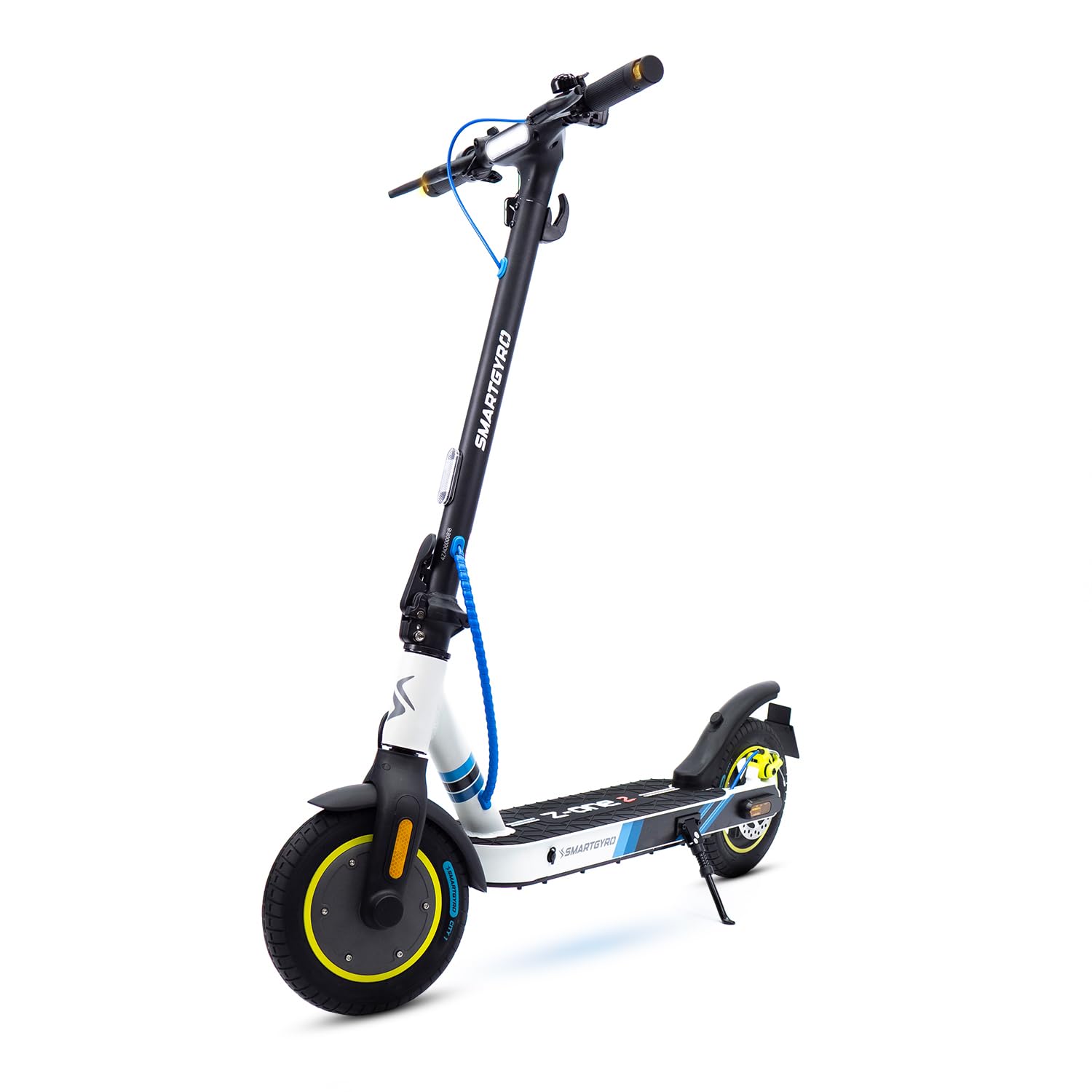 smartGyro Z-One Blue - Scooter électrique certifié 36V, Puissance maximale 400W, Batterie 8Ah, autonomie 30Km, Roues pneumatiques 10", Triple freinage, Application, certifié DGT, deuxième génération