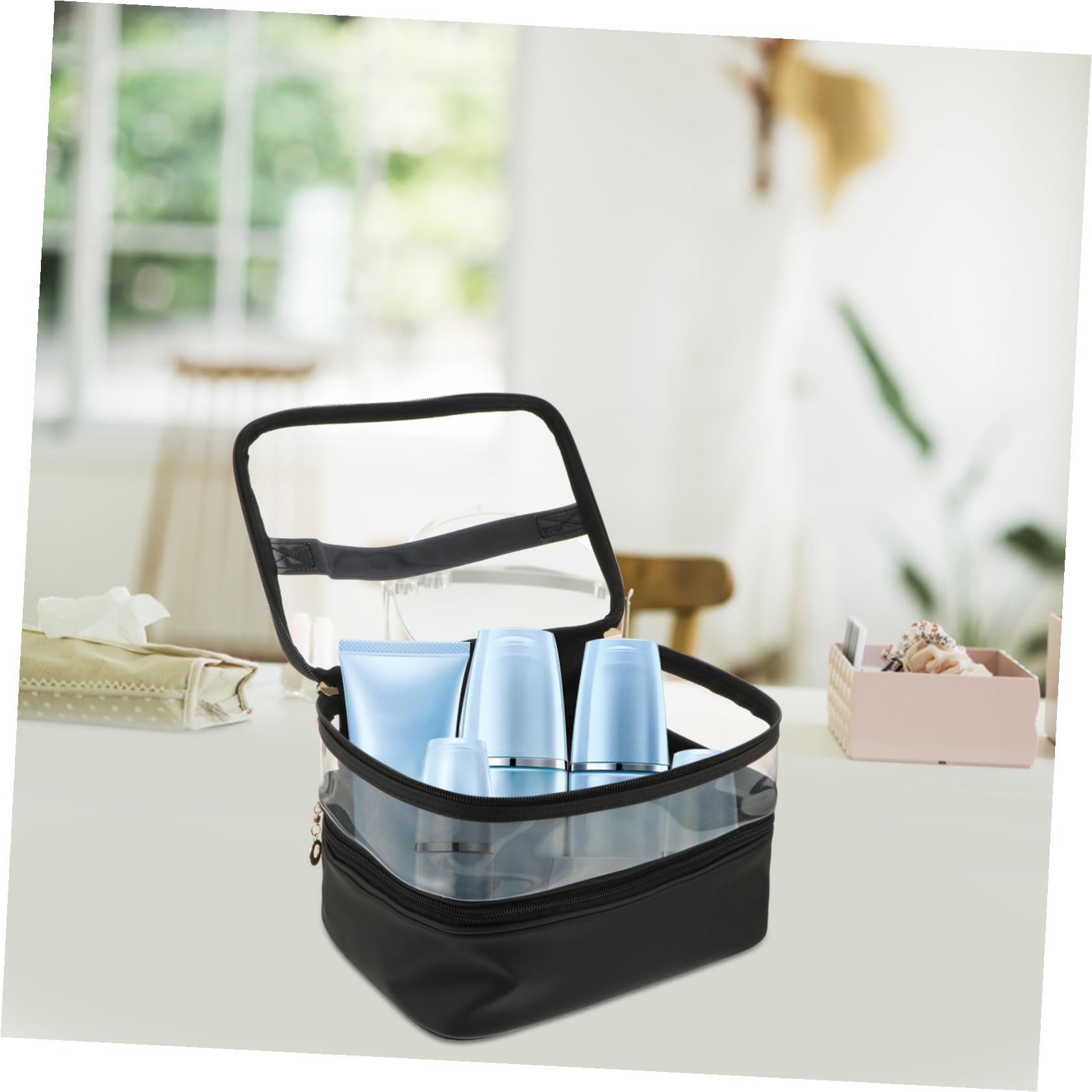 Alipis Borsa Cosmetica da Viaggio Doppio Strato per Donna Grande Capacità in Pu Resistente per Campeggio e Turismo