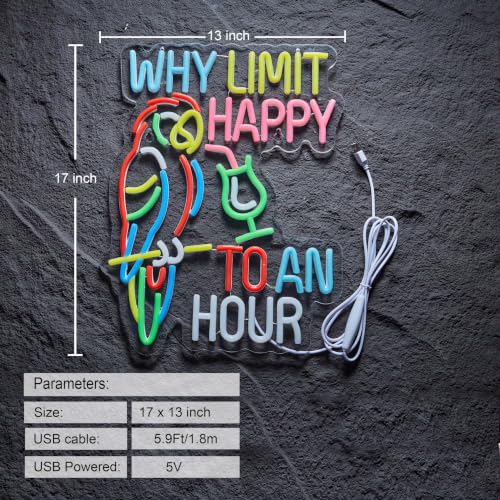 Image of Bar Sign Why Limit Happy To An Hour Beer Tiki Bar Neon Signs