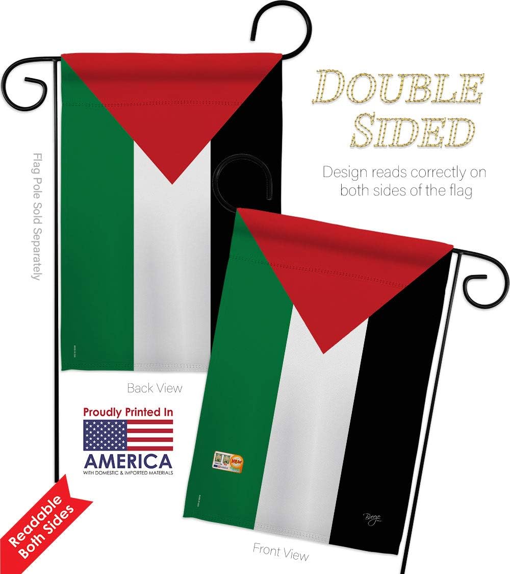 Palestine Garden Flag Set with Stand Regional Nationality Nation International World Country Particular Area Small Decorative Gift Yard House Banner Double-Sided Made In USA 13 X 18.5