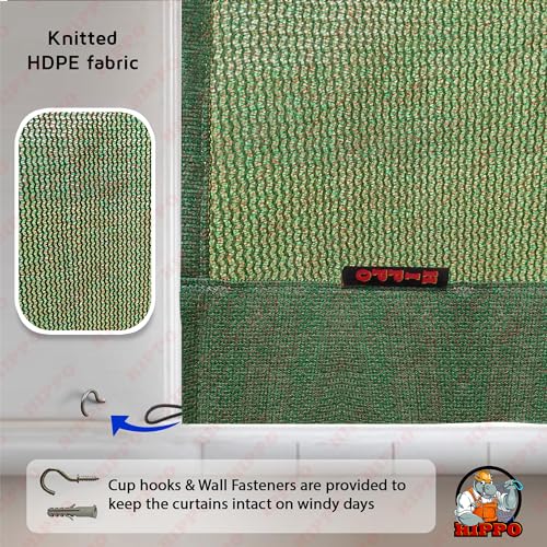 Image of HIPPO 160 GSM Outdoor Sun Blocking Balcony Eyelet /Grommet Curtains Sun & UV Protection, Light Filtering 4.5FTX9FT Long Door Curtain (Camouflage-Green)