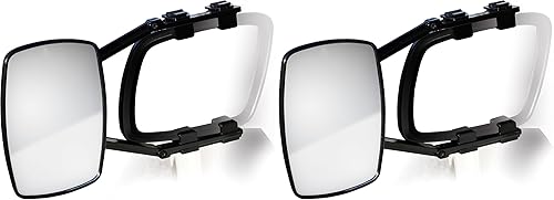 Camco Espejo de remolque con abrazadera se sujeta de forma segura al espejo de tu vehículo para aumentar la visibilidad mientras remolcas (25650),
