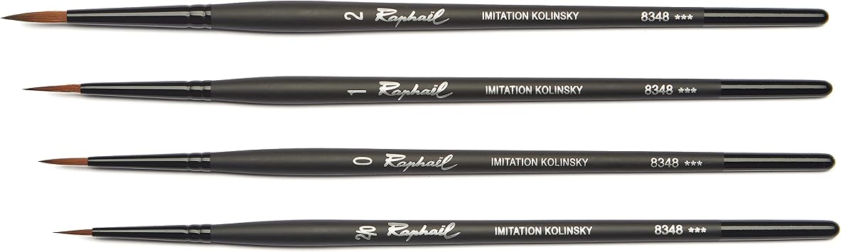 Raphael Stradivarius Synthetic Kolinsky Watercolor Brush, 0, Black