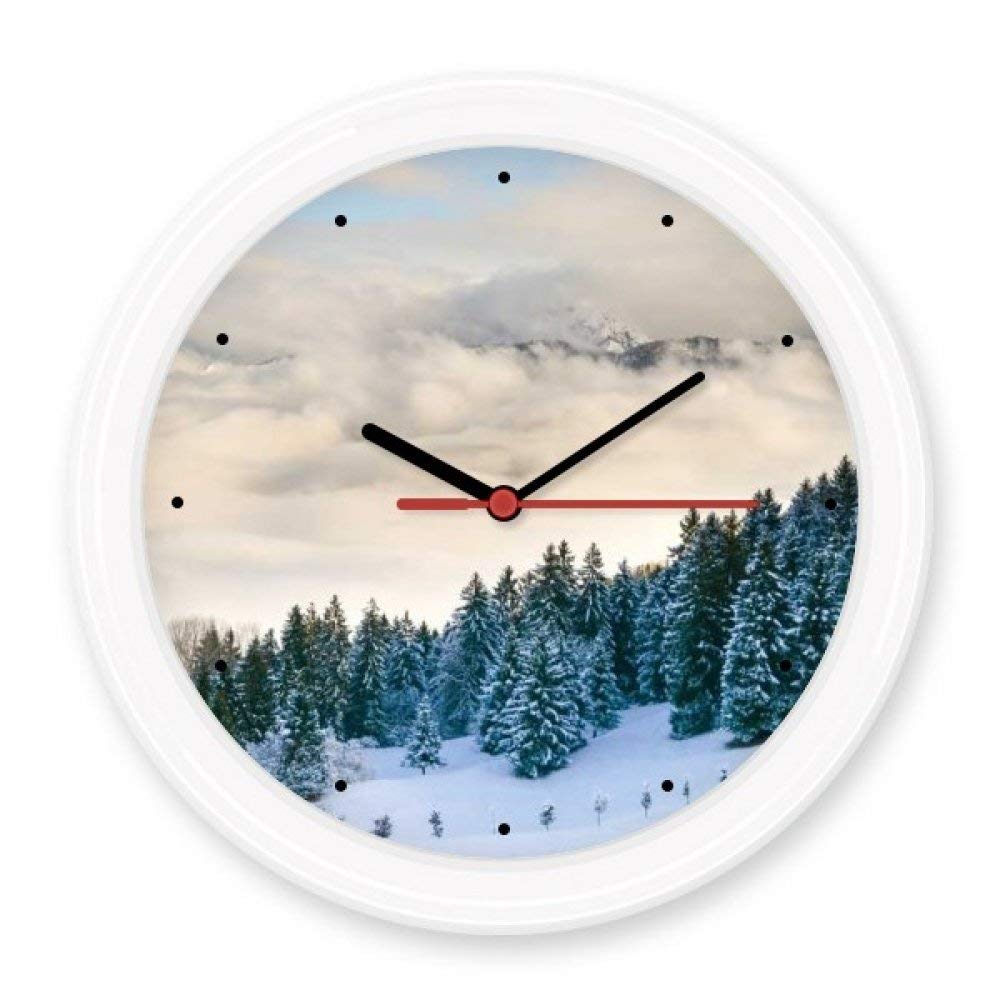 Horloge murale silencieuse nature forêt enneigée comme pendule décorative de bureau