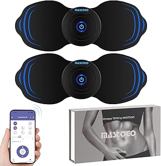 MASTOGO Wireless Tens Unit Muscle Stimulator - Two Sets of Tens Unit Massager for Pain Relief - Up to 12 Mode 20 Intensity Portable with App Controlled Bluetooth TENS EMS Muscle Stimulator Machine