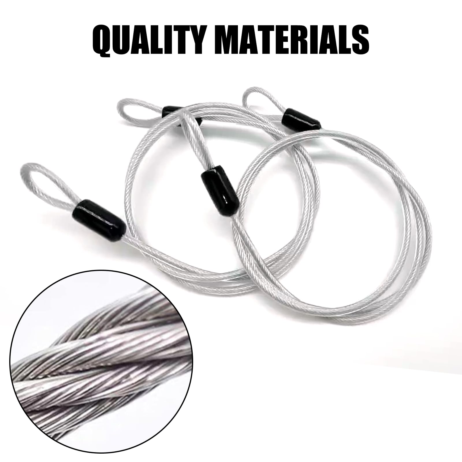 Neyared 2PCS Wire Lightweight Bike Lock Cable, Double Loop Steel Security Lock Chain for Padlocks Scooter Bicycle Suitcase79inch - Image 3