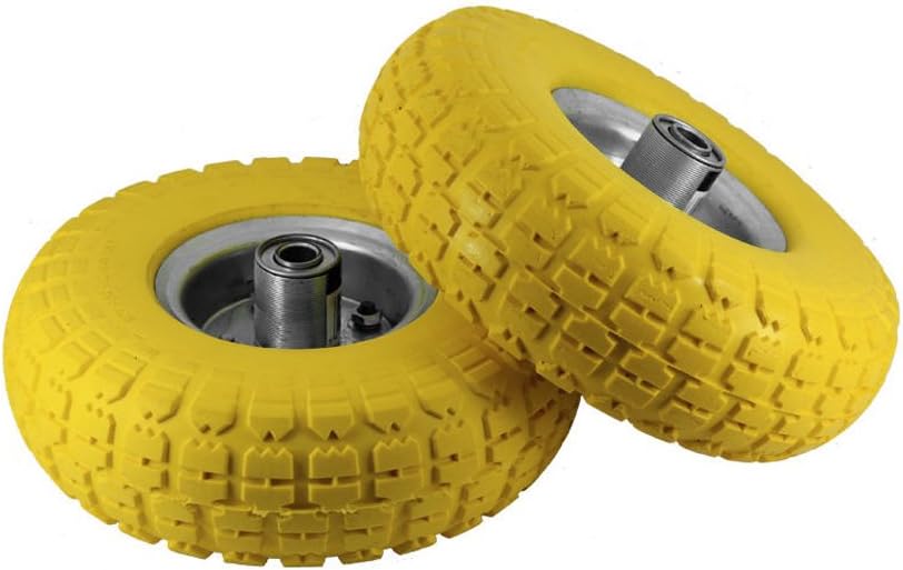 Set Of 2-10" Pneumatic Sack Truck Trolley Wheel Barrow Tyres - Tyre Garden Hand New Yellow | Emergency Replacement Tyre | Strong Durable Long Lasting