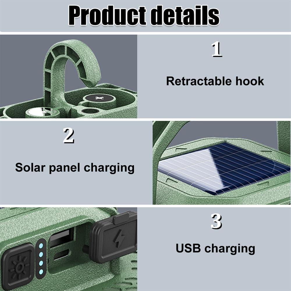 Lanterne de Camping a LED,Lampe de Poche Rechargeable IP65 Étanche 10 W 1400 Lm avec Base Magnétique,Batterie Externe 9000 MAh pour Urgences et Camping,Pêche