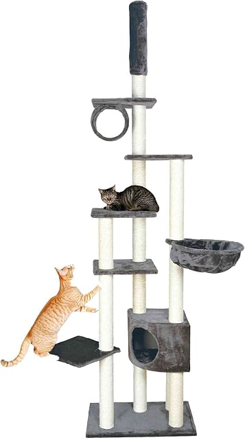 Trixie 43902 Madrid Scratching Post Floor-to-Ceiling 245 - 270 cm Platinum Grey