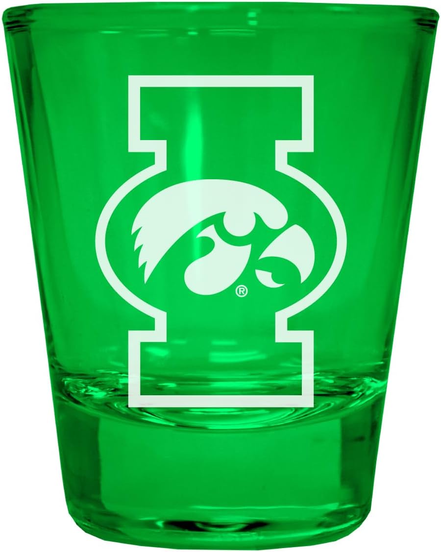 Vaso Tequilero Iowa Hawkeyes Grabado a Color 2 oz Pack de 2