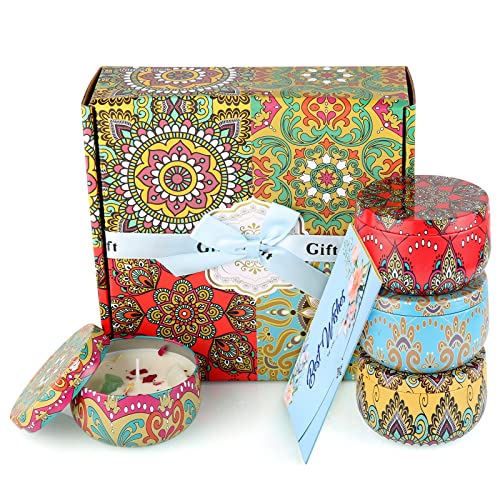 Eyamumo Scented Candles Gift Set, Soy Wax Flower Scent Candle 4 Pack Aromatherapy Candle, Stress Relief Gifts For Women,135H Burning, Candles For Home Scented Birthday, Mother, Friends, Coworker #TOP1