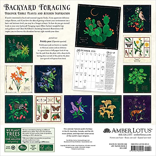 Backyard Foraging 2023 Wall Calendar: Discover Edible Plants And Kitchen Inspiration By Ellen Zachos | 12" X 24" Open | Amber Lotus Publishing #TOP1
