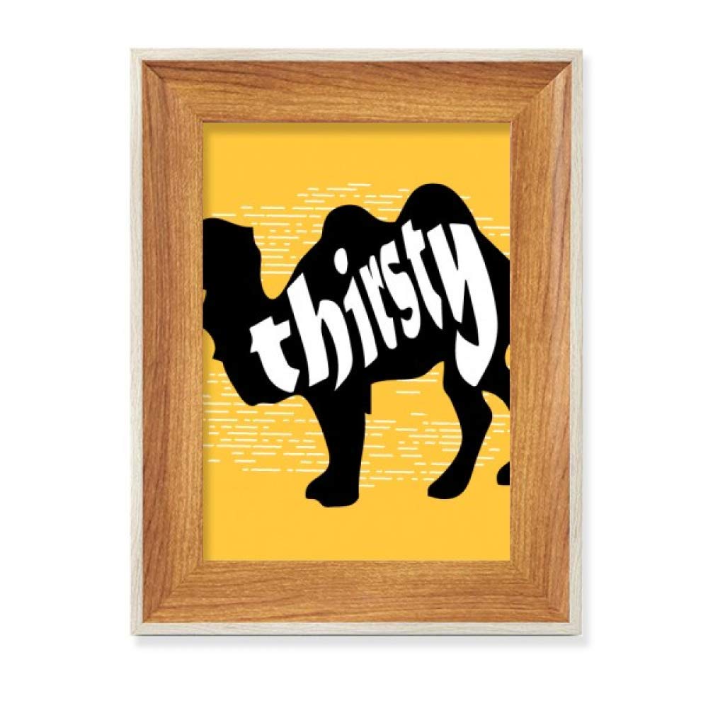 Tableau art peinture silhouette animal noir camel en cadre bois naturel haut de gamme