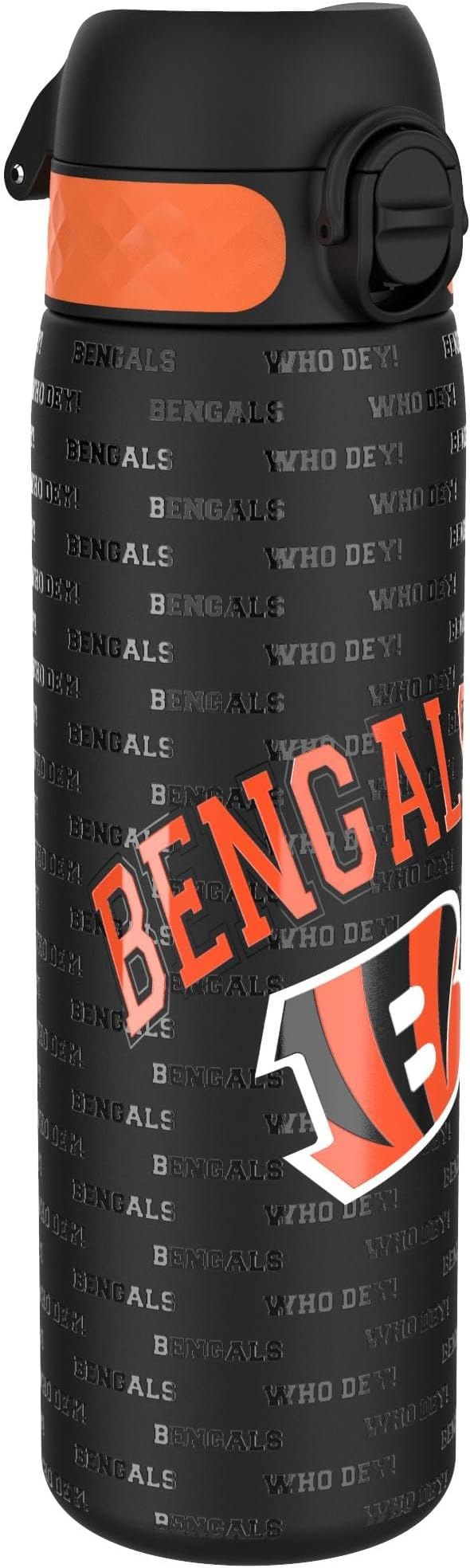 ion8 NFL Bengals Lightweight Stainless Steel Water Bottle, 600ml/20oz, Non-Insulated, Leakproof, Easy Open, Secure Closure, Dishwasher Safe, Flip Lid, Fits in Cup Holder