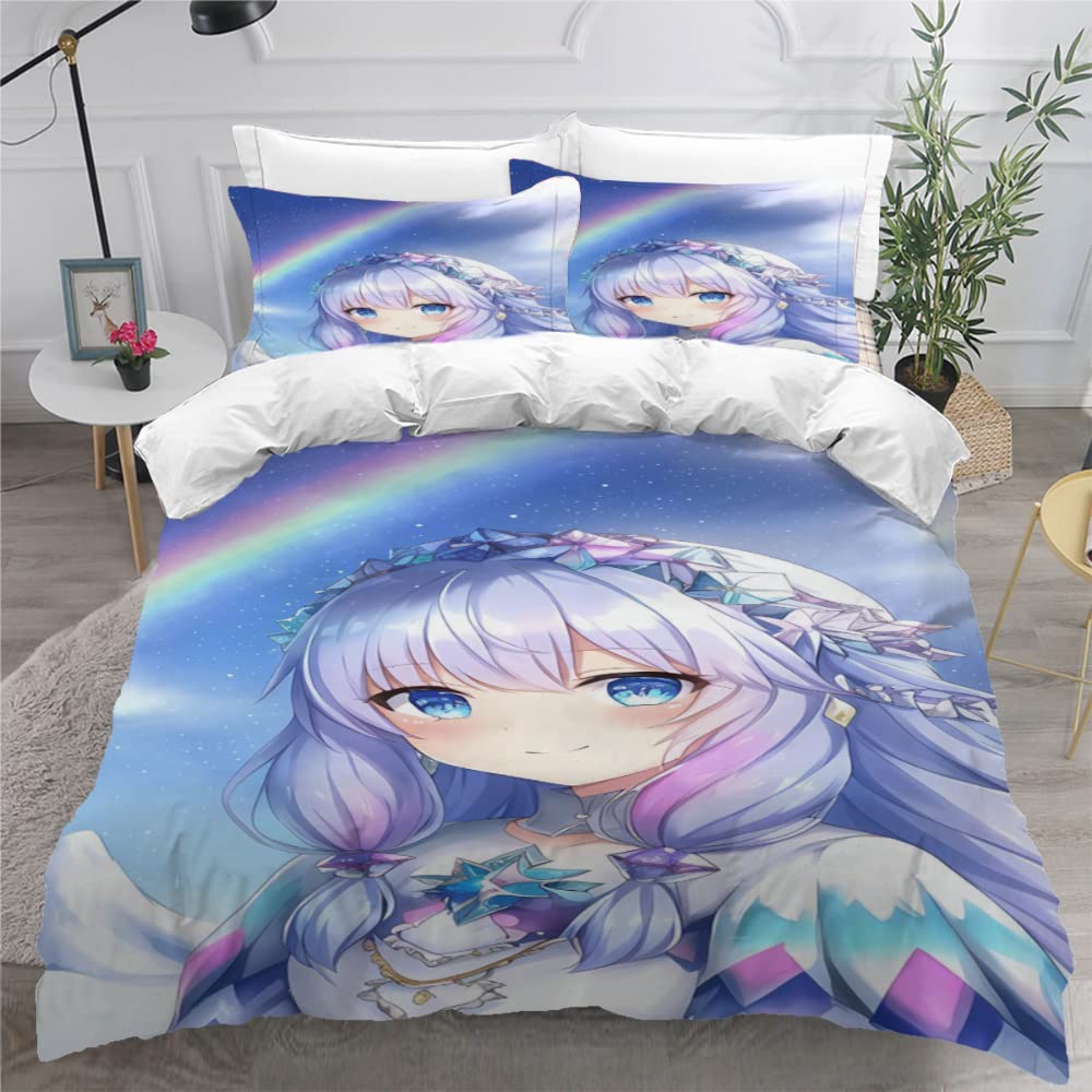 Housse De Couette Manga De Filles De Dessin Animé D'Anime,Contient Deux Taies D'oreiller,100