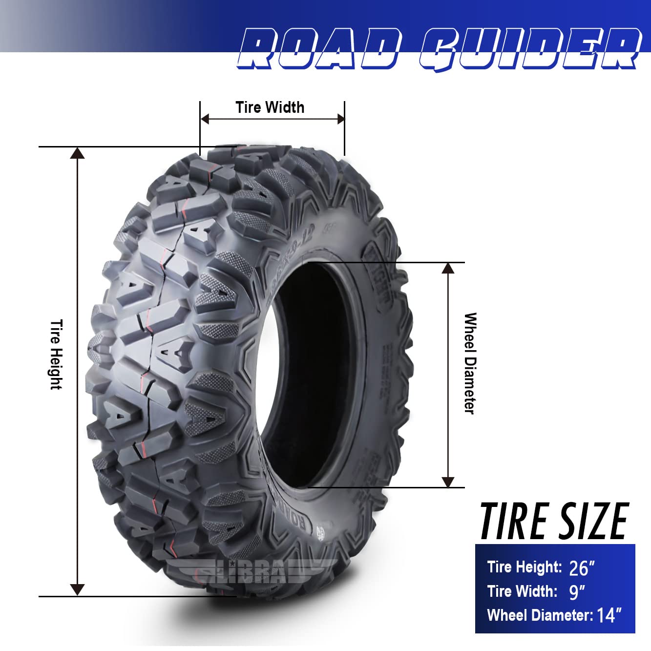 Amazon.co.jp: Road Guider One ATV UTV タイヤ 26x9-14 26x9x14 6PR