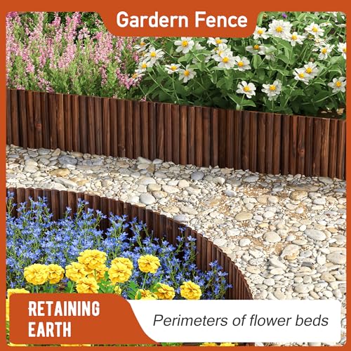 Garden Edging Border Wood Fence for Yard Patio Path Decorative Landscape Edging Flower Bed, 15.7\" H-3pcs