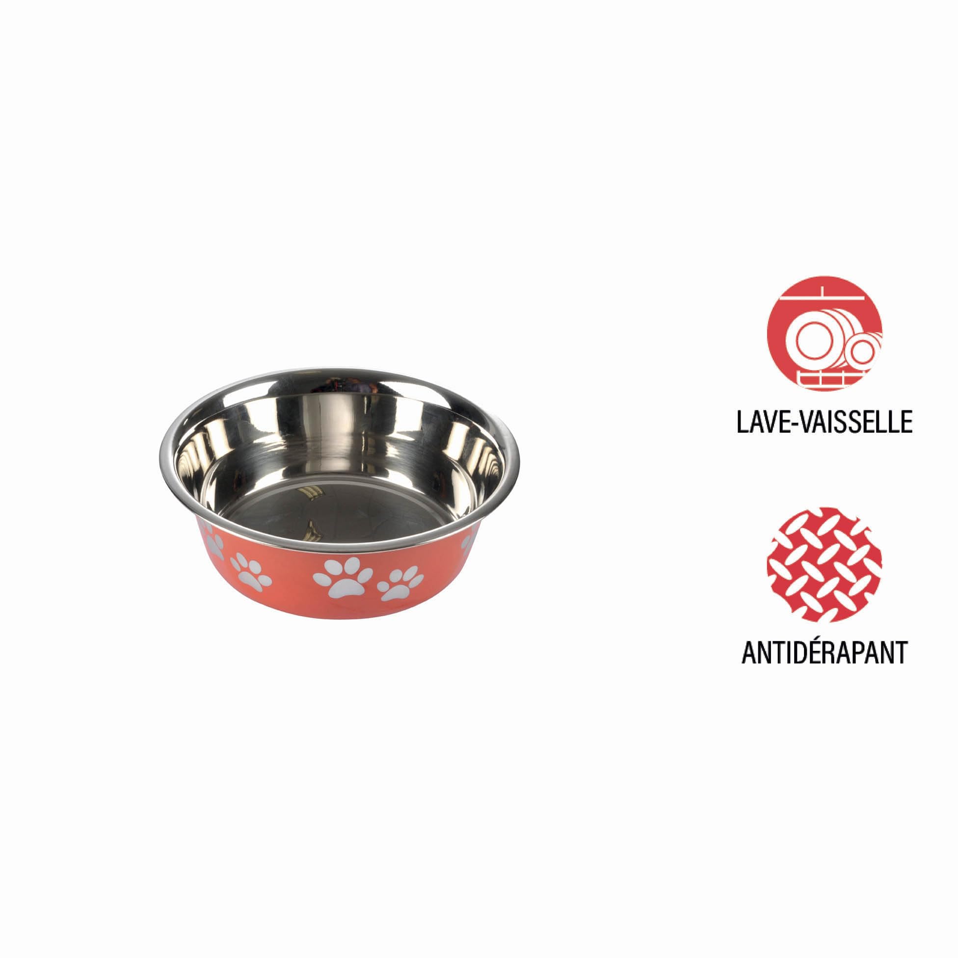 Stainless Steel Bowl with Paw Print Design D17/13cm Glossy Red, 1 Stück (1er Pack) - Image 4
