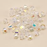 1000pcs 4mm AB Bicone perles en cristal petit facetté irisées perles en verre en vrac pour la fabrication de bijoux DIY Collier Bracelet Boucles d'oreilles Brodé fournitures d'artisanat (blanc clair)
