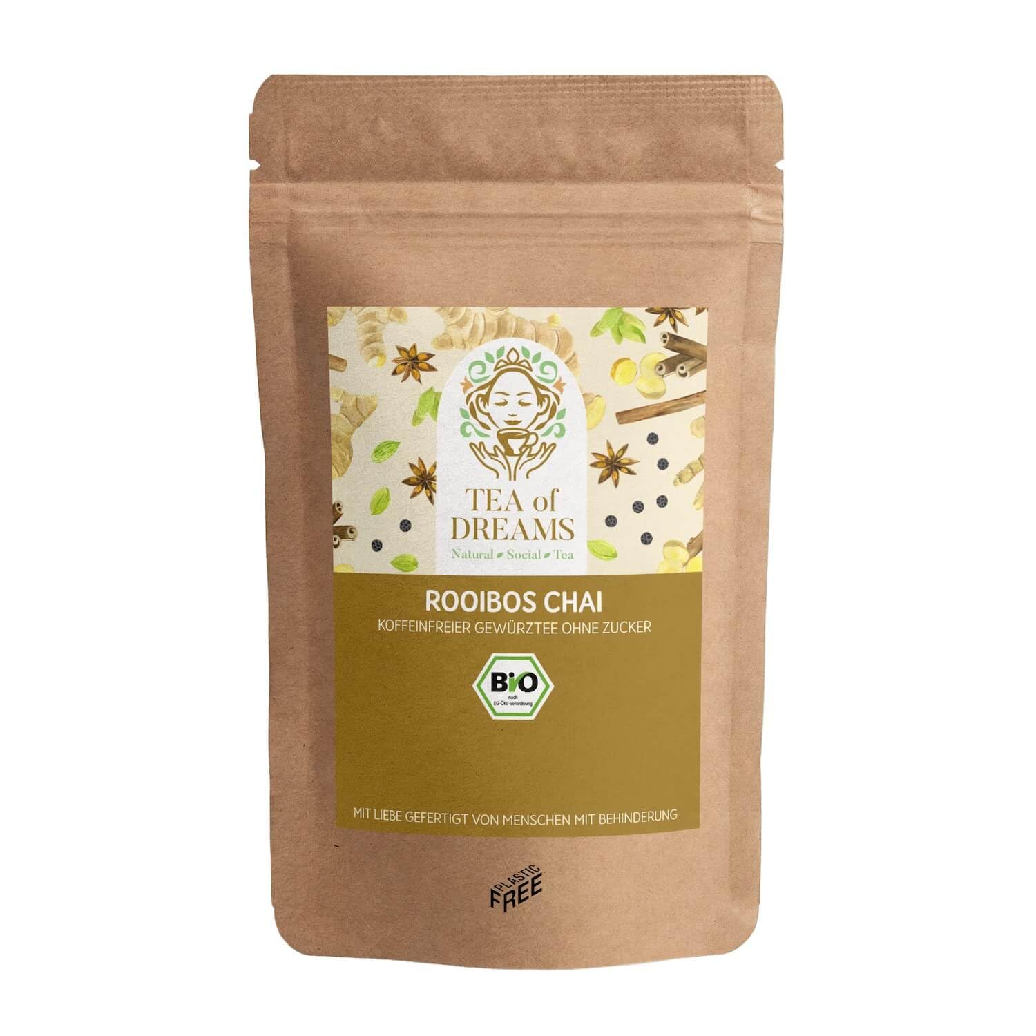 Rooibos Chai Thé bio - Thé aux herbes et épices à la cannelle, au gingembre et aux clous de girofle - 300 g