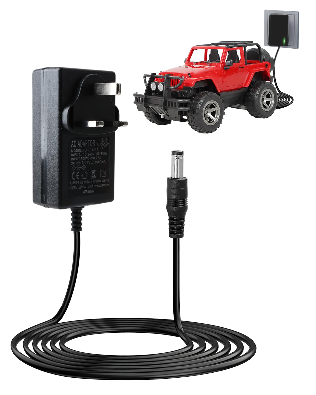 12V Charger for Ride on Car, 12V 1000MA Battery DC Charger for Kids Electric Scooter, Kids Electric Car Charge for Ride on SUV Motorcycle ATV, Sports cycle, Quad Bike Jeeps Accessories