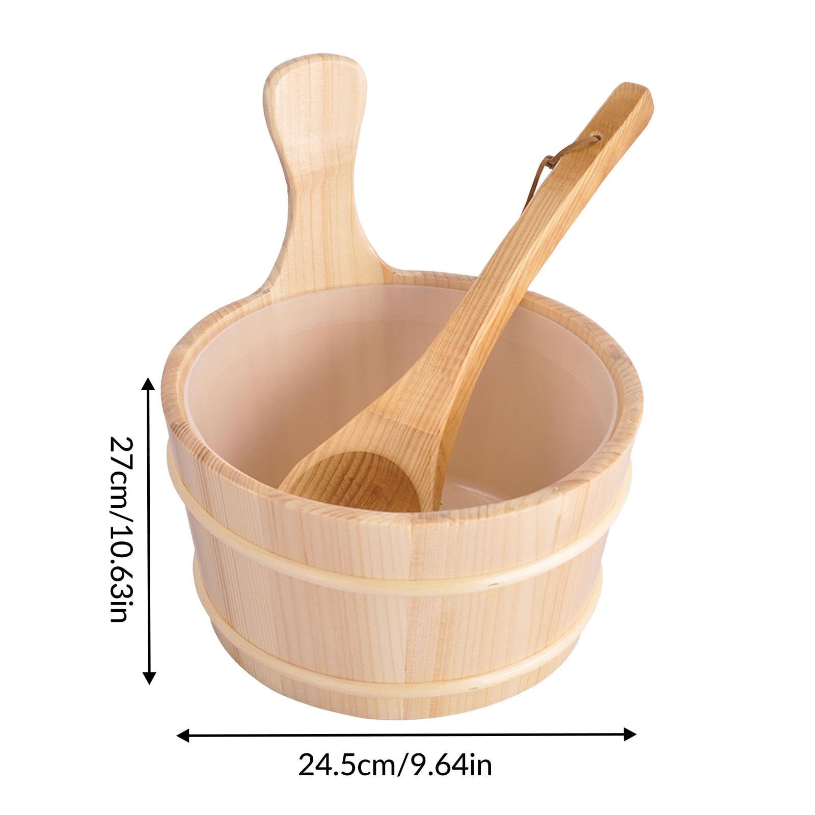 4L Holz Saunaeimer mit Schöpfkelle für Saunabad Spa Schwimmzubehör