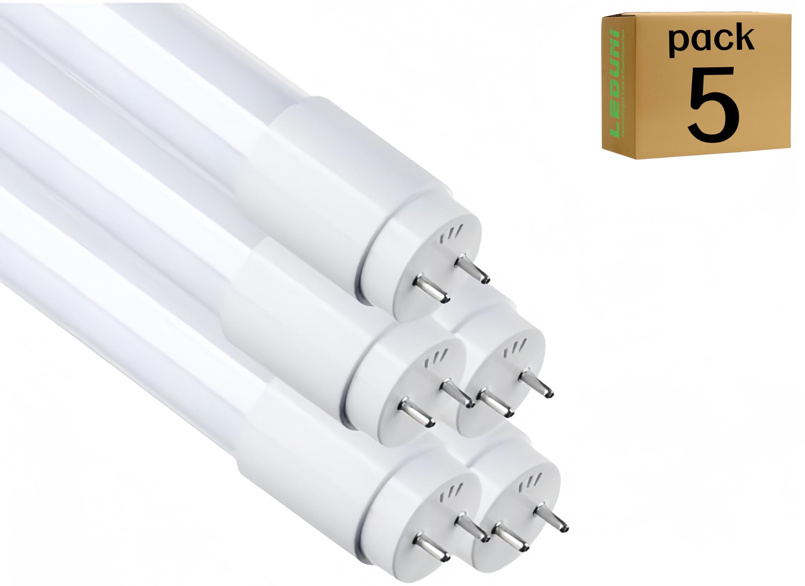 LEDUNI ® Tubo T8 Cristal LED 24W OPAL Conexión Un Lateral Luz Blanco Frío 6000K 150CM (PACK 5)