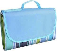 Polyester Picnic Blanket 150 * 200 cm Portable Beach Rectangular Mat Waterproof Outdoor Blanket with Handle for Camping, Beach, Travel, BBQ, Outdoor, Hiking (Blue)