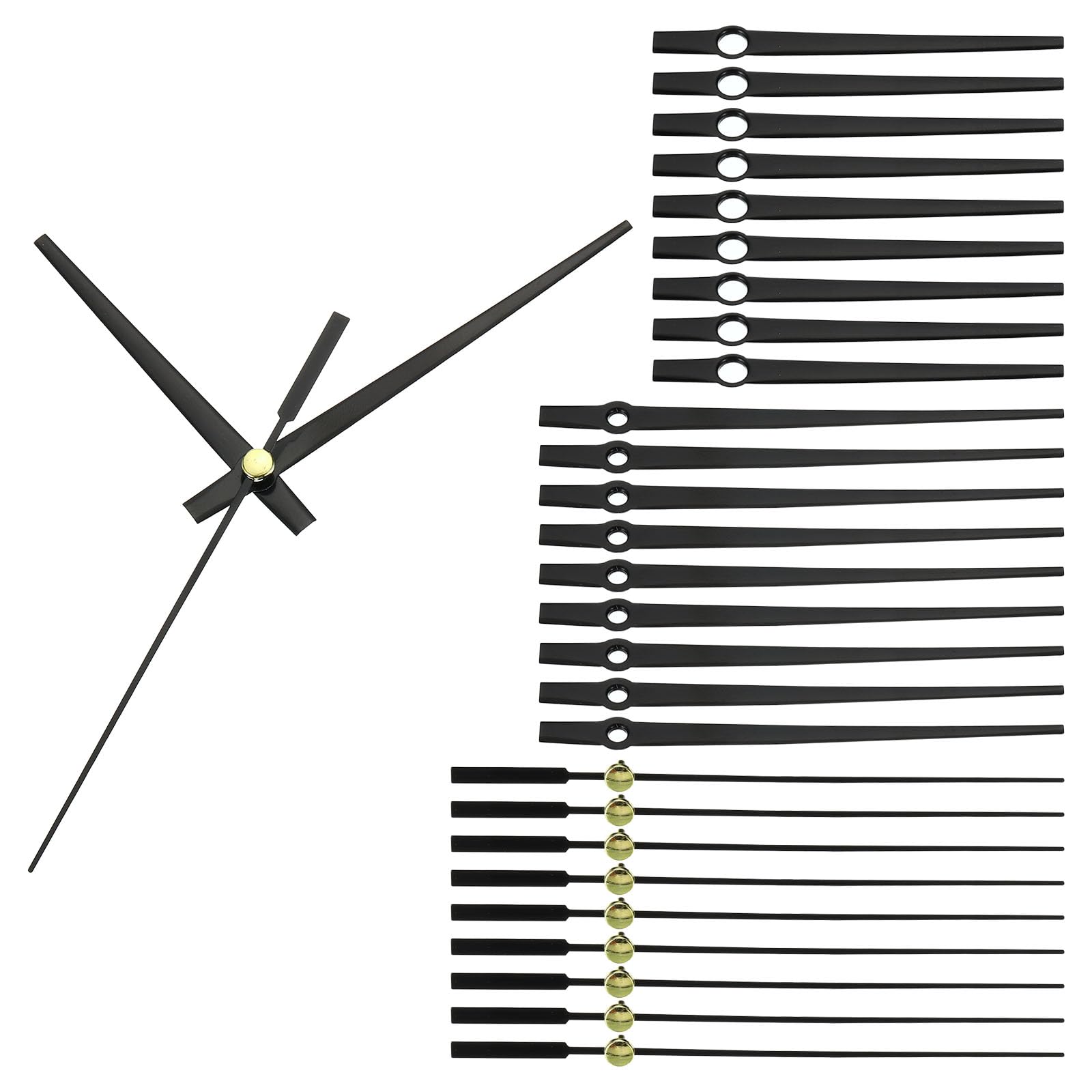 PATIKIL Replacement Clock Hands Kit, 10 Set Replacement Clock Hands Kits Clock Mechanism Movement Aluminum Wall Clock Hands Parts Replacement for Wall Clock Repair DIY, Black, A12