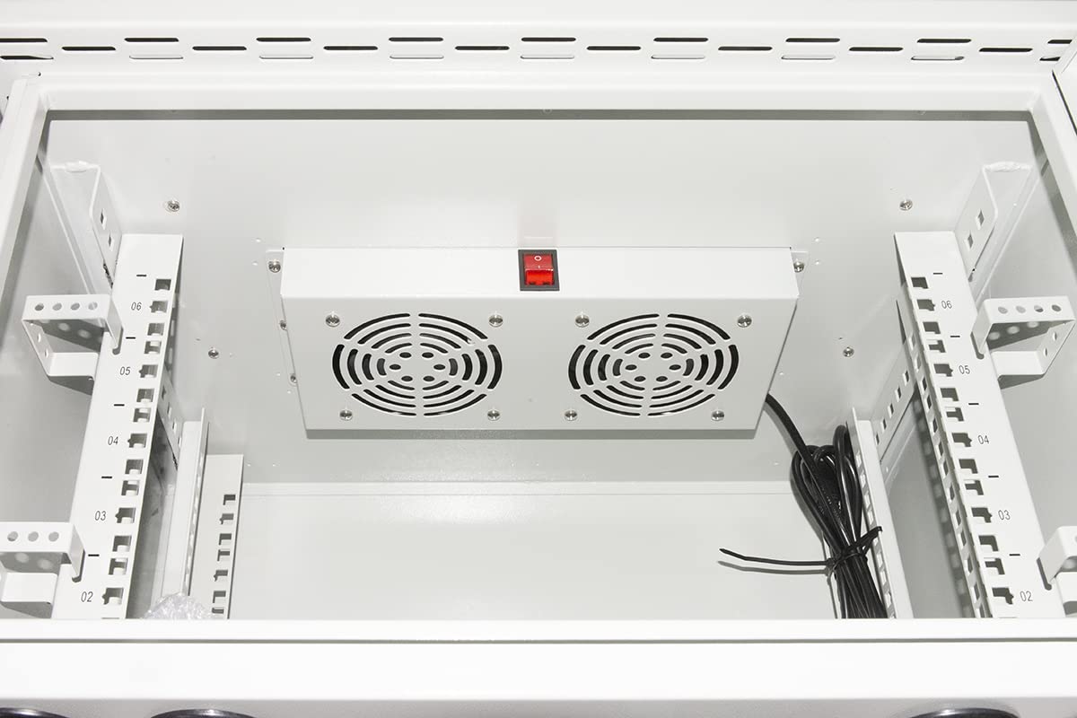 Link LK190645IP Armadio Rack 19 Pollici 6U Per Reti Da Esterno Classe Protezione Ip55 Con Ventole Filtrate, Grigio Chiaro, 600 x 450 x 333 mm