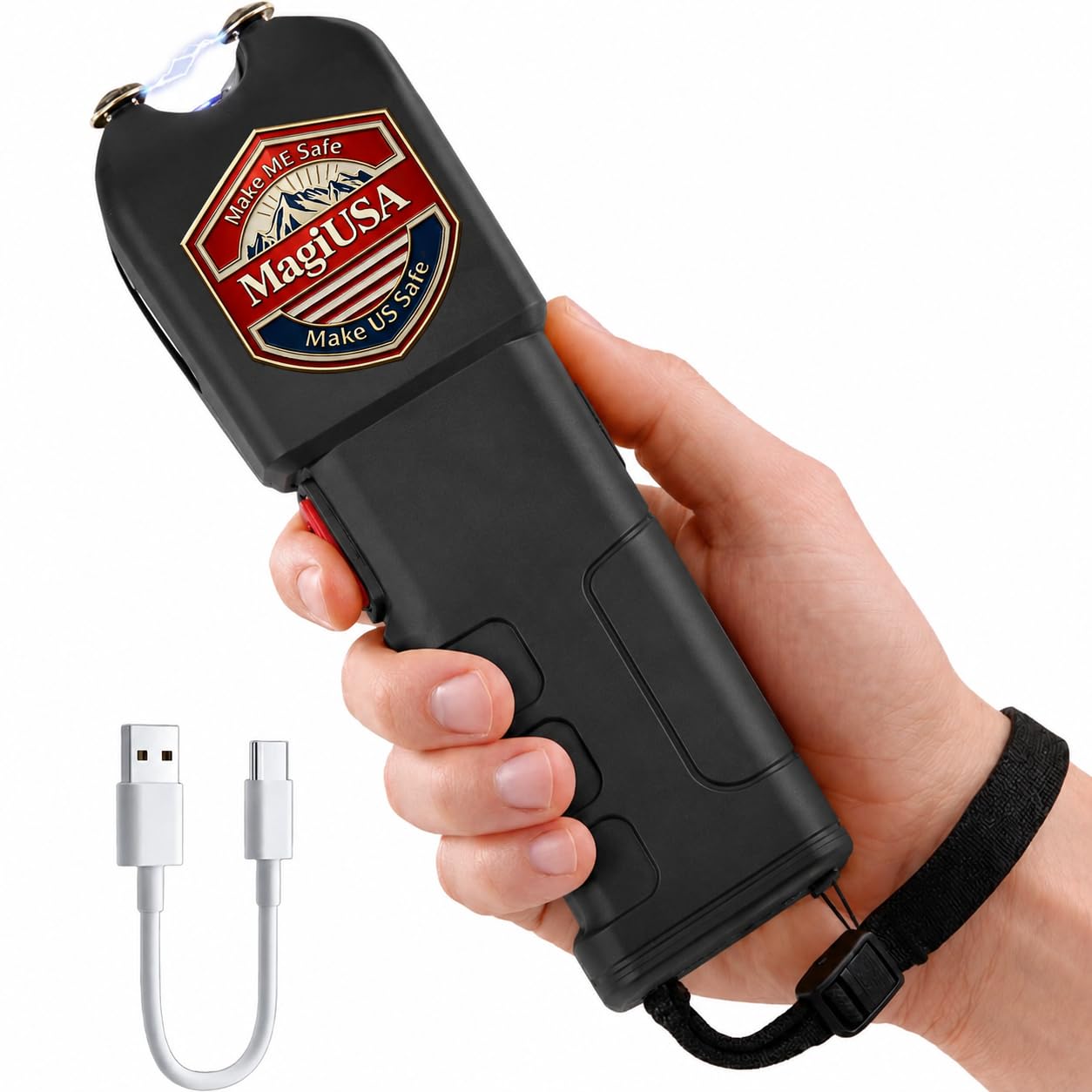 989 Rechargeable Stun Gun for Self Defense, LED Flashlight