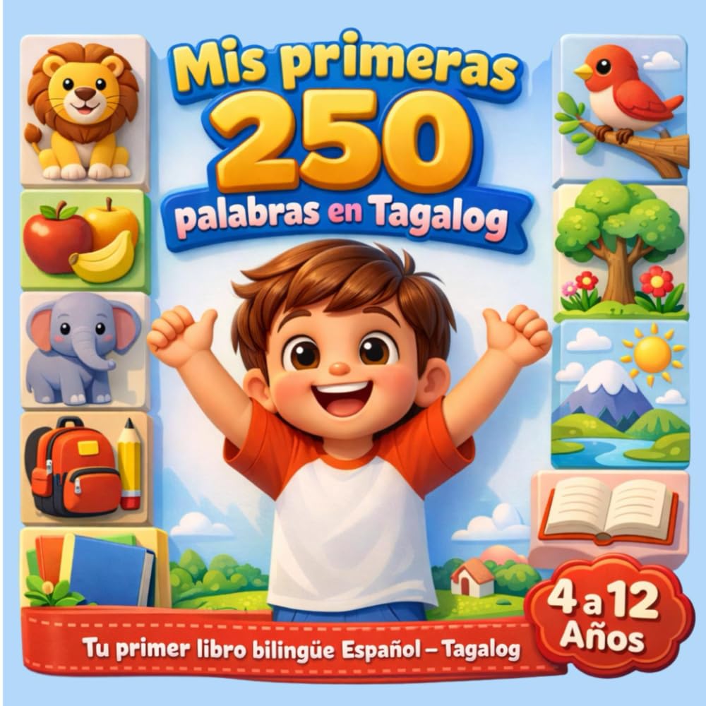 Mis primeras palabras en Tagálog: Diccionario ilustrado para niños – 250 palabras básicas para aprender tagálog fácilmente.