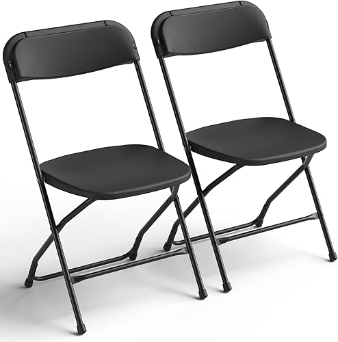 Sillas plegables, sillas plegables de plástico de capacidad de 350 libras con marco de metal resistente y resistente, sillas portátiles para
