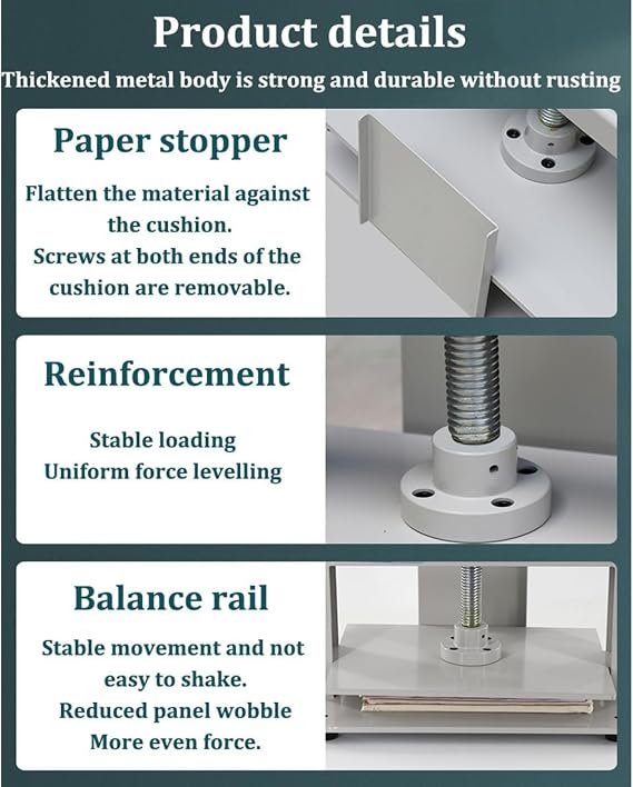 Manual Flat Paper Press Machine, A5 A4 A3 Bookbinding Press Machine, Steel Press Screw Paper Book Binder, 1500kg Pressure, for Office Documents Financial File Books Flattened
