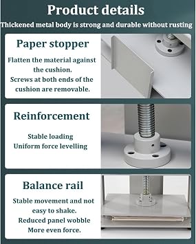 Manual Flat Paper Press Machine, A5 A4 A3 Bookbinding Press Machine, Steel Press Screw Paper Book Binder, 1500kg Pressure, for Office Documents Financial File Books Flattened